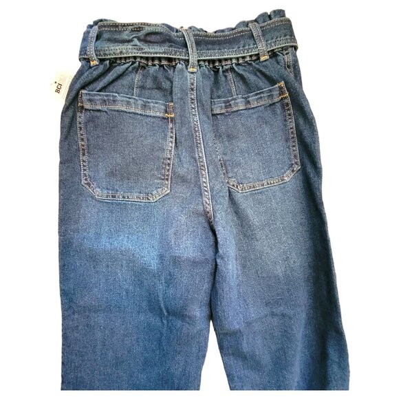 Woman's Jeans Paper Bag Top Dark Wash Belted Waist Time & Tru Size 4 NWT JJ3447 - Picture 3 of 8